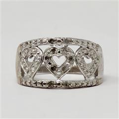 Women's Diamond Heart Fashion Ring .20 CTW 925 Silver (ME)